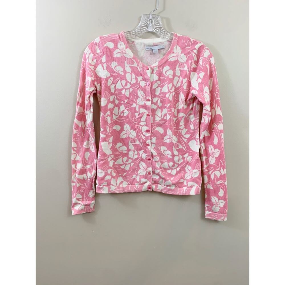 Old Navy Strawberry Print Button Down Pink/Cream Cardigan